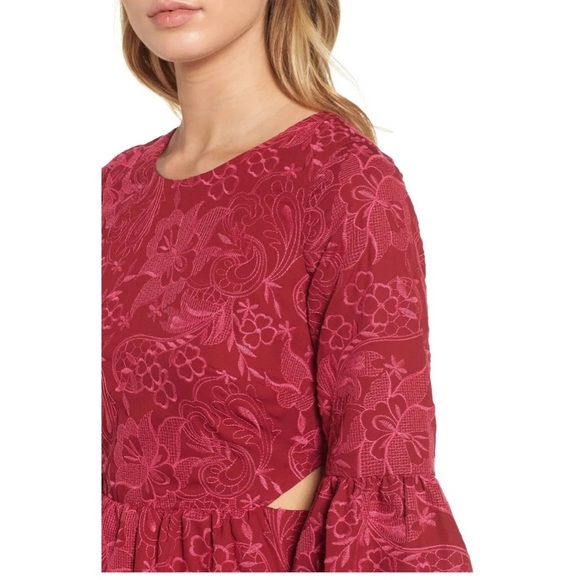 Devlin REVOLVE FLORAL LINED BELL-SLEEVE RUFFLE CUTOUT DRESS - Picture 4 of 10